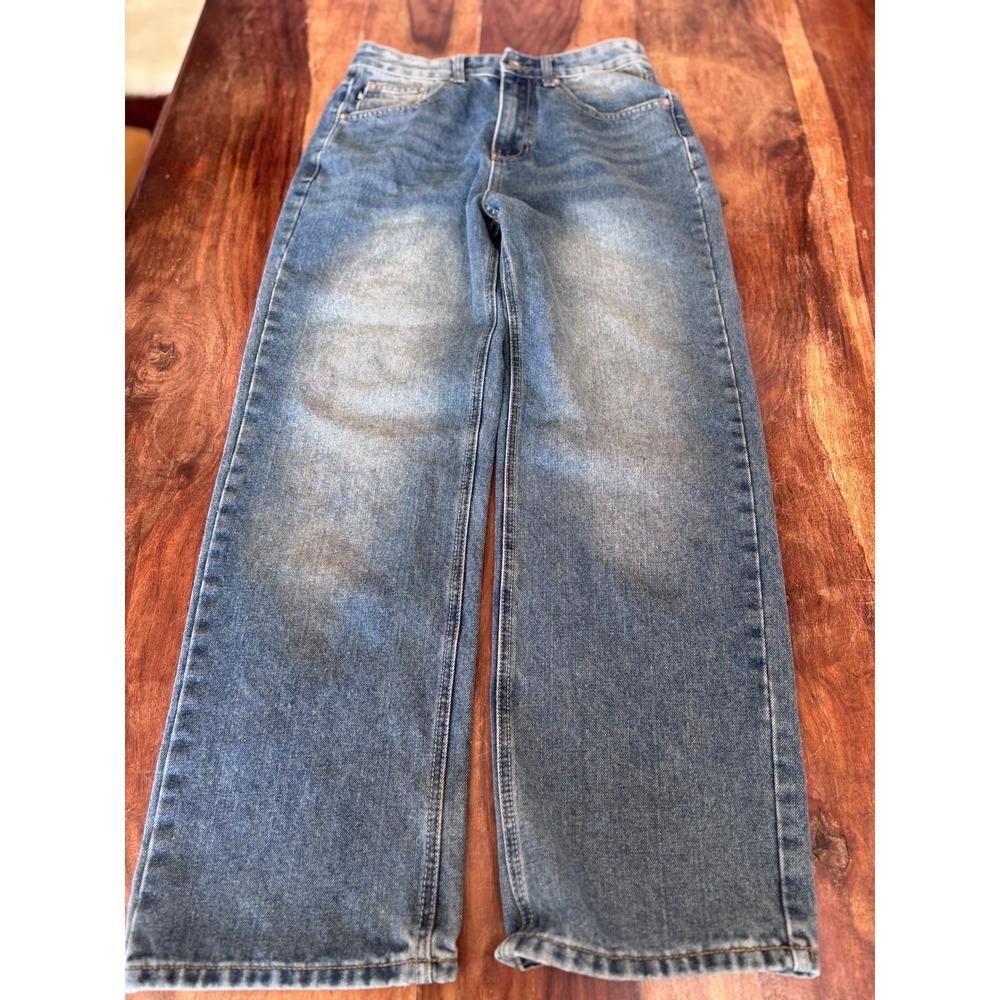 BROKEN THREADS baggy jeans mens sz 28x29 blue medium wash wide leg denim